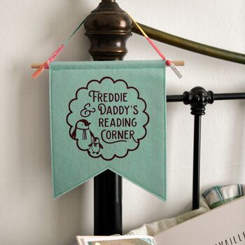 Personalised Daddy's Reading Corner Pennant Flag Gift For Dad, 4 of 6