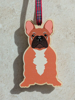 French Bulldog Hanging Wooden Christmas Decoration, 4 of 6
