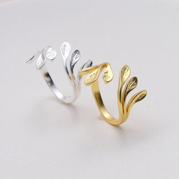 Sterling Silver Chunky Leaf Ring, 2 of 3
