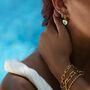 Geometric Turquoise Heart Charm Hoop Earrings, thumbnail 2 of 6