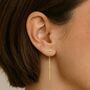 Bar Threader Gold Plated Silver Drop Earrings, thumbnail 2 of 5