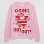 Going Out Out Santa Women's Christmas Jumper, thumbnail 1 of 3
