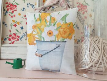 Daffodil Flower Illustration Fabric Gift Pillow, 7 of 12