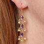 Amethyst Seed Pearl Gold Plated Silver Drop Earrings, thumbnail 1 of 11