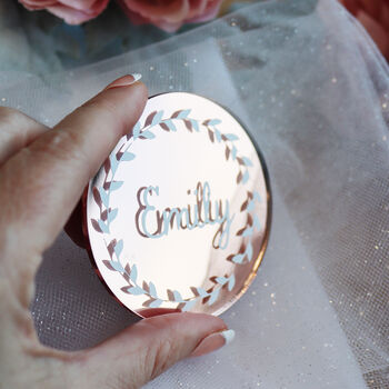 Rose Gold Mirrored Acrylic Table Setting Place Name, 4 of 6