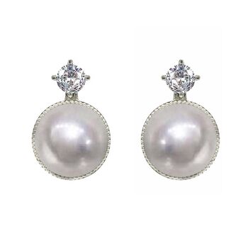 Celestia Zirconia And Pearl Earrings, 5 of 7