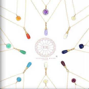 18 K Gold Seven Chakra Gemstone Pendant Necklace Set, 3 of 4