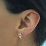 Gold Plated Emerald Green Huggie Hoops, thumbnail 3 of 6