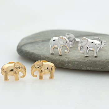 Sterling Silver Elephant Stud Earrings, 2 of 8
