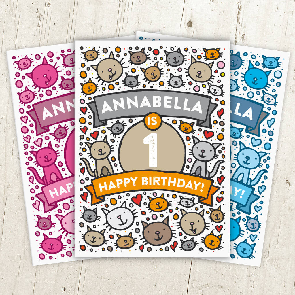 Personalised Cat Birthday Card, 1 of 3