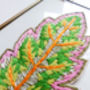 Gold Framed Leaf Embroidery Art, thumbnail 4 of 7