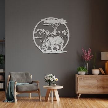 African Rhino Metal Wall Art Home Decor Gift For Her, 4 of 10