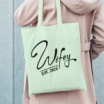 Personalised Wifey Est Bride To Be Pastel Tote Bag, 4 of 6