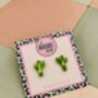 Desert Sparkle Cactus Glitter Resin Stud Earrings, thumbnail 3 of 3