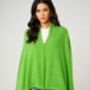 Neon Green 100% Cashmere Multi Ways Button Poncho Shawl Gift Boxed, thumbnail 2 of 8