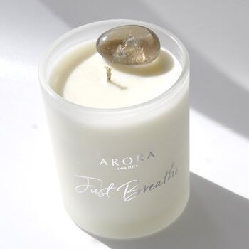 Just Breathe Smokey Quartz Crystal Candle For Relaxation And Grounding, 2 of 6