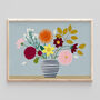 Bouquet In Striped Vase Art Print, thumbnail 1 of 2
