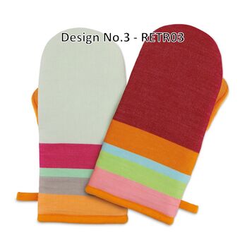 Fun Stripes High Quality Oven Gloves Vibrant Colours, 4 of 5