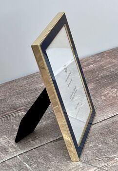Isaac Jacobs Navy And Gold Tone Border Larger Photo Frame, 3 of 3