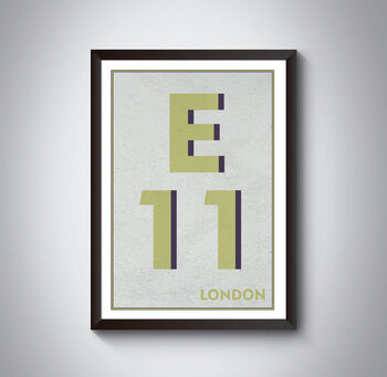 E11 Waltham Forest Typography Postcode Print, 8 of 10