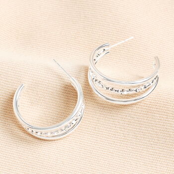 Stainless Steel Hammered Illusion Hoop Earrings, 2 of 4