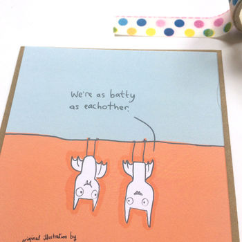 'Hanging Out Bats' Friendship Greeting Card, 2 of 2