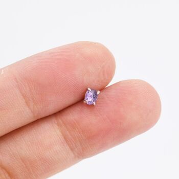 Sterling Silver Natural Amethyst Tiny Stud Earrings, 5 of 9