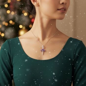 Personalised Ballerina Necklace With Purple Crystal Costume, 3 of 11