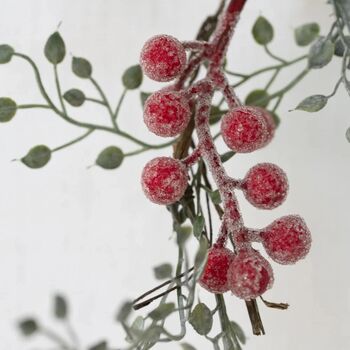 Iced Red Berry Garland With Frosted Leaves, 4 of 10