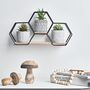 Set Of Three Artificial Plants With Wood Metal Shelf, thumbnail 1 of 4