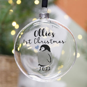 First Christmas Baby Penguin Christmas Bauble, 2 of 12
