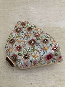 Amber Handcrafted Statement Floral Mirror Clutch, 2 of 6