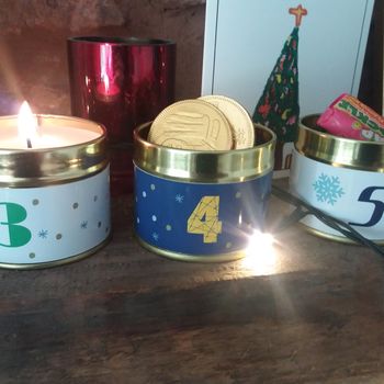 Advent Calender Tins With Candles And Treats, 6 of 8