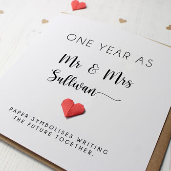 Personalised 1st Anniversary Card With Paper Heart, 6 of 7