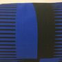 Combed Stripe Cushion Cobalt, Black + Aqua, thumbnail 2 of 5