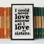 'As I Love My Sisters' Little Women Book Page Print, thumbnail 2 of 5