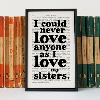 'As I Love My Sisters' Little Women Book Page Print, 2 of 5