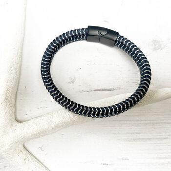 Woven Leather And Stainless Steel Bracelet For Men, 4 of 12