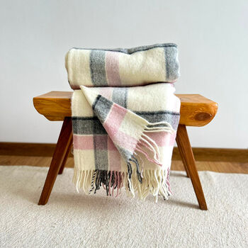Pure Wool Blanket – Pink/ Grey, 3 of 4