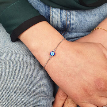 Turkish Evil Eye Friendship Sterling Silver Bracelet, 2 of 5