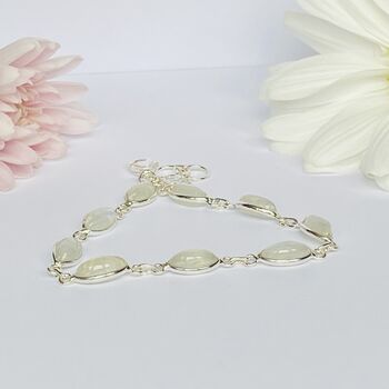 Solid Silver Bracelets With Natural Moonstone Gemstones, 3 of 4