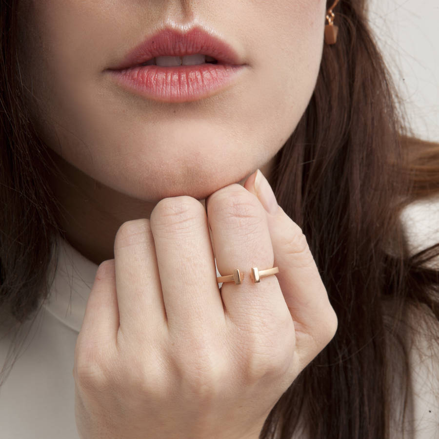 Rose Gold Plated Silver Bar Ring, 1 of 5