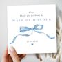 Maid Of Honour Thank You Card, Blue Bow Wedding Thank You Card, thumbnail 1 of 2