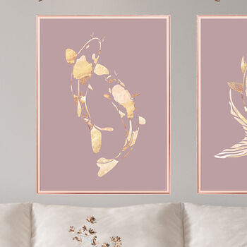 Gold Pink Koi Fish Original Artwork Wall Art Print, 3 of 5