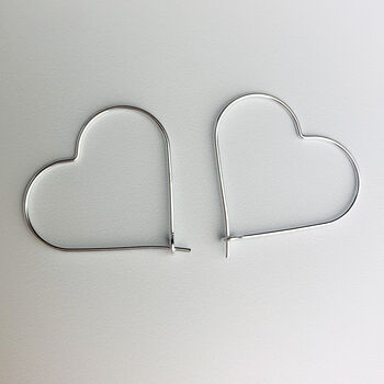 Sterling Silver Heart Hoop Earrings, 3 of 6