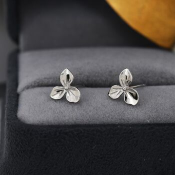 Sterling Silver Hydrangea Flower Stud Earrings, 2 of 10