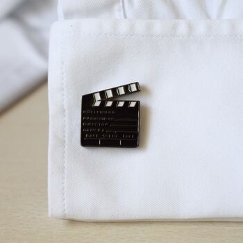 Director’s Clapperboard Cufflinks Silver Film Slate Design Gift For Movie Lovers, 4 of 6