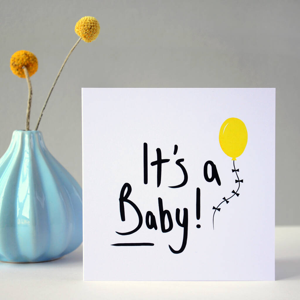 New Baby Card Yellow Balloon, 1 of 10