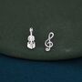 Sterling Silver Violin And Music Note Stud Earrings, thumbnail 1 of 8