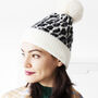 Cosy Leopard Knit Beanie Hat, thumbnail 2 of 4